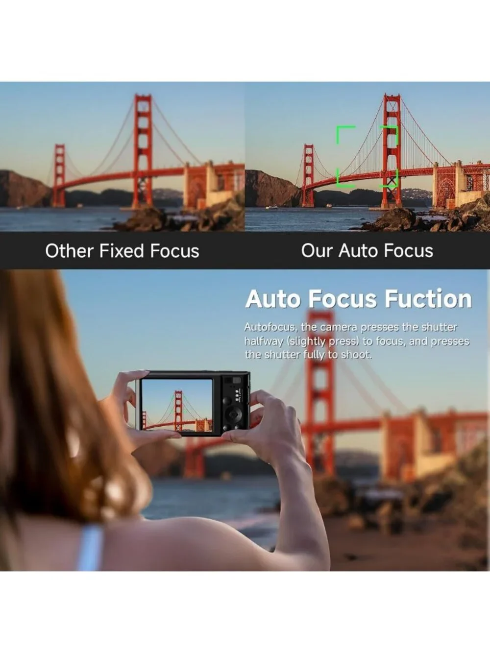 4K Digital Camera for Kids & Teens, Autofocus Point & Shoot, 16X Zoom, 64GB SD